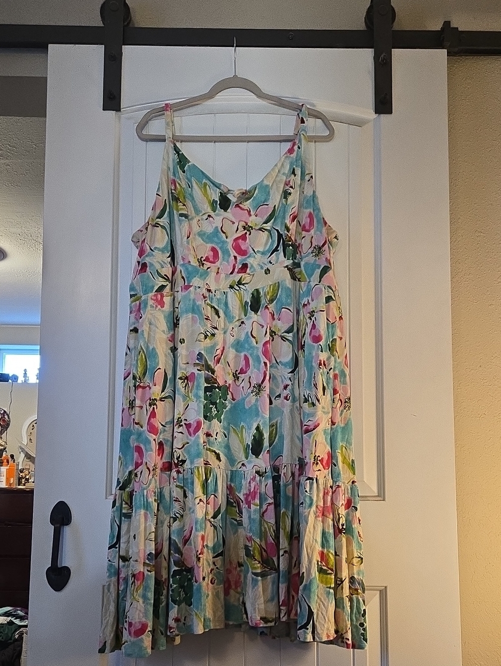 torrid Floral Tiered Midi Dress in Blue, Pink & Green